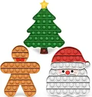 Christmas Decorations Pop Fidgets Toys - Push It Bubbles Sensory Toy Christmas Party Decor Santa Claus Gingerbread Man Tree Decoration for Kids Adults Stress Autism Relief Parties Games Poppers