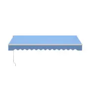 ALEKO Manual Retractable Home Patio 10 x 8 feet Awning Sky Blue Canopy Sunshade