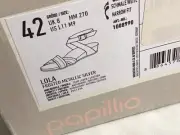 NIB Papillio Birkenstock Lola 42 Frosted Metallic Silver Wedge Sandal Wedding