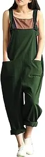 [Generic] Women's Casual Plus Size Baggy Overalls Wide Leg Loose Harem Jumpsuit Rompers Bib Pants Cotton Retro Joggers Jumpsuits, Green, XX-Large, Classic