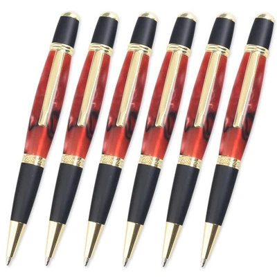 Viceroy Pen Kit, Gold and Matte Black Chrome Finish, 6 Pack, Legacy Woodturning