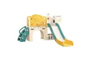 7in1 Kids Slide Set Ladder Steps Basketball Hoop Playground Activity Centre Play Climber Telescope Ring Toss Game Tunnel Indoor Outdoor Toys Playset