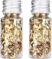 Gold Foil Paper, Edible Gold Leaf Multifunction Bottled Decorative Gold Foil Paper for Cooking, Cakes, Makeup, Gilding, Decoration (2PCS)