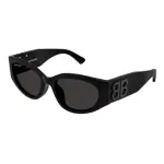 【BALENCIAGA 巴黎世家】灰色LOGO膠框太陽眼鏡(BB0324SK-001 雙B LOGO)