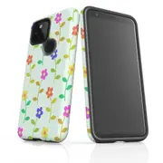 For Google Pixel 4a 5G Case Armour Protective Cover Flowers Colourful