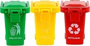 Trash Can Toy - 3 Pieces Outdoor Garbage Toys, Miniature Garbage Cans | Push Toy Vehicles Trash Can, Curbside Trash Recycle Can with Lid & Wheels, Funny Creative Garbage Can for Bedroom, School
