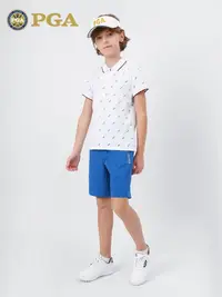 在飛比找樂天市場購物網優惠-美國PGA高爾夫童裝2021新款男童短袖上衣T恤夏季服裝青少
