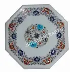 3'x3' Marble Dining Table Top Side table Lapis Lazuli Floral Inlay Hallway Decor