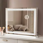 Yezi Vanity Mirrors Magnifying 5X with LED Lights,Hollywood Makeup Mirror 80x60cm with 3 Color Lighting Modes,Smart Touch Control, Wall Mounted & Desk Tabletop,White
