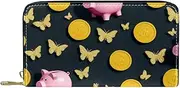 [CWAGFEQZ] Wallet for Men,Wallet Women,Womens Wallet,Wallets for Men,Leaf Cartoon Pink Pig