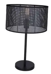 Bellamy 22 in. Matte Black Table Lamp with Black Faux Rattan Shade and 3 Way