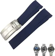 [KAVJU] 21mm Silicone Rubber Watch Band Replacement for Role Rolex DEEPSEA Sea-Dweller 126660 Blue Black Diving Sport Strap Free Tools