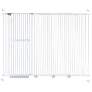 riin Extra Tall 150cm Baby Pet Security Gate Metal Safety Guard Tension Pressure Mounted for Children Dog Kitten Adjustable Width Range 195-205cm Largest Gap Between Bars 42mm Model B444 White