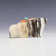 NATIVE AMERICAN ZUNI ONYX WOLF FETISH BY LELAND BOONE & DAPHNE QUAM