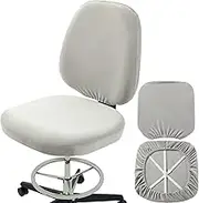 BUYUE Task Office Chair Cover, Super Soft Velvet Stretch Washable Computer Desk Armless Chair Slipcover Dustproof Protectors (Set of Light Grey)