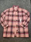 OUTERKNOWN Womans Cloud Weave 100 Cotton Boxy Jacket Shacket Pink Plaid Sz S NWT