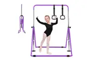Advwin Kids Gymnastics Bar, Foldable Horizontal Bars,Adjustable Monkey Kip Bar for Home Training