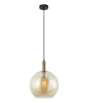 PATERA Interior Glass with Extended Bronze Highlight Pendant Light- Amber