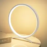 GEPROSMA Modern Metal Table Lamp Desk Lamp Beside Lamp,Minimalist Ring Circular Design,Slim Light for Bedroom Nightstand Living Room,Dimmable,Small Space,27CM