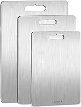 3-Piece Stainless Steel Cutting Board Set with 7.9"x11.42", 9.06"x13.4", and 11.8"x15.4" Sizes, Double Sided Dishwasher Safe Kitchen Chopping Boards for Meat, Vegetables, and Fruits