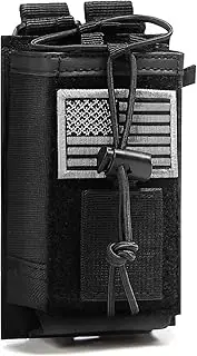 Tactical Molle Radio Holster Holder Case Military Heavy Duty Pouch Bag for Two Ways Walkie Talkies Adjustable Storage with 1 Pack Patch