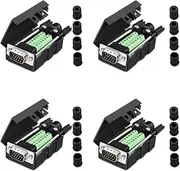Willwewon 4pcs VGA Male D-SUB 3-Row 15-Pin Cover Breakout Connectors Board Connector Compatible with VGA 3+7/3+6/3+4/3+2 (Male)
