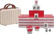 Mahjong Set Mahjong Game Set Mah Jong Mahjong 144 Tiles Hand Playing Party Gathering Mahjong with Box Chinese Mah Jongg Set(Red)