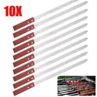 10X Stainless Steel Barbecue Metal Skewers Flat Needle BBQ Tools Kebab Stick
