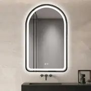 Backlit Arched LED Mirror Black 130x70cm Frosted Touch Sensor Dimmable Defogger