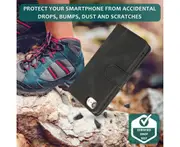 For iPhone 7/8/SE2/SE3 Case, Leather Zipper Purse Flip Cover Case with Card Slot Holder Wrist Strap Lanyard (Black)