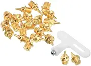 uxcell 1/4 Inch Steel Track Spikes, 20 Pack Sports Shoes Spikes Replacement Accessories with Spike Wrench for Long Jumping Running, Gold Tone
