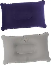 Parliky 2 Pack PVC Flocking Inflatable Pillows for Neck Portable Travel Camping Pillow Neck Pain Relief Ergonomic Design
