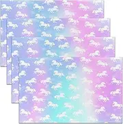 Feelyou Girls Unicorn Placemat, Unicorn Placemats Set of 4 Cute Unicorn Table Place Mats Kids Toddler Purple Unicorn Indoor Outdoor Decor Table Mats Kids Table Decor 18"x12"