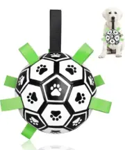 Dog Toys Soccer Ball, Interactive Dog Toys for Tug of War, Puppy Birthday Gif...