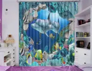 Lively Sea World 3D Curtain Blockout Photo Printing Curtains Drape Fabric