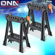 1000 LBS Foldable Light Weight Handy Bench Retracted Clamp Saw Horse Orange Pair