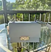 Michael Kors Cece Small Faux Leather Convertible Flap Crossbody Bag - Pale Blue