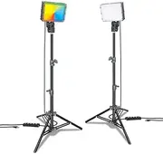 Bower 2-Pack Dimmable USB LED Video Light with Pro Adjustable 21-46" Tripod Stand, 2-Pack for Tabletop/Low-Angle Shooting, Zoom/Video Conference Lighting/Gaming/YouTube Video/Photography