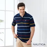 在飛比找momo購物網優惠-【NAUTICA】男裝 夏日清新條紋短袖POLO衫(海軍藍)