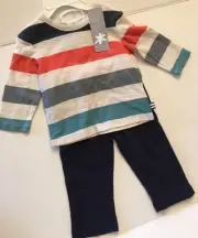 SPLENDID Baby Boy Stripe Long Sleeve Shirt Pant Set Sz 6-12M New NWT