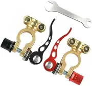 Gatuida Battery Connector Clamp Car Battery Adapter 1 Set Clamp with Wrench Copper Easy Install