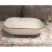 510*400*145mm SIMA Gloss White Ceramic Above Counter Basin Electroplating Gold Top Line 32mm No OverflowWaste Not Included With Basin