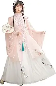 [HHCTEBEC] Chinese Style Ming Dynasty Hanfu For Stage Performances Cosplay,Pink-XL=168-175cm