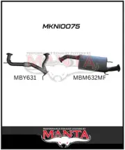 MANTA 3" MID SECTION WITH CENTRE MUFFLER FITS NISSAN PATROL Y62 5.6L V8 2012-ON