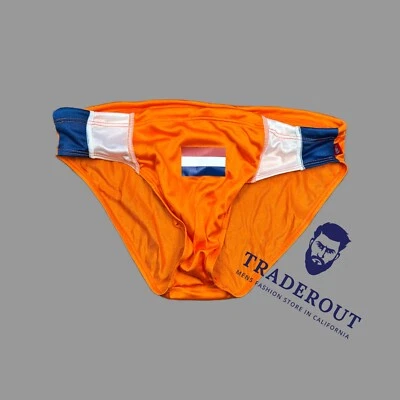 H.E.Arts Netherlands flag custom print aussieBum Men Orange Swim brief M L XL