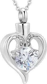 BIAIHQIE Heart Crystal Urn Cremation Ashes Holder Pendant Necklaces for Women Memorial Keepsake Jewelry