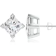 Lab-Grown Princess-Cut Diamond Stud Earrings