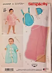 Simplicity Pattern 8569 Baby Blanket Bunting Romper Panties Sewing Project (H)