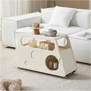 Side Table Mobile Cocktail Table Coffee Table Center Table for Living Room, 2 Tier Side Table End Table with Storage Shelf and Drawer, Narrow Serving Cart with Wheels for Kitchen, Bedroom,Balcony End