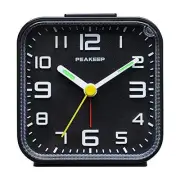 Peakeep 3D Numbers No Tick-Tock Analog Alarm Clock with Classic Beep Sound,